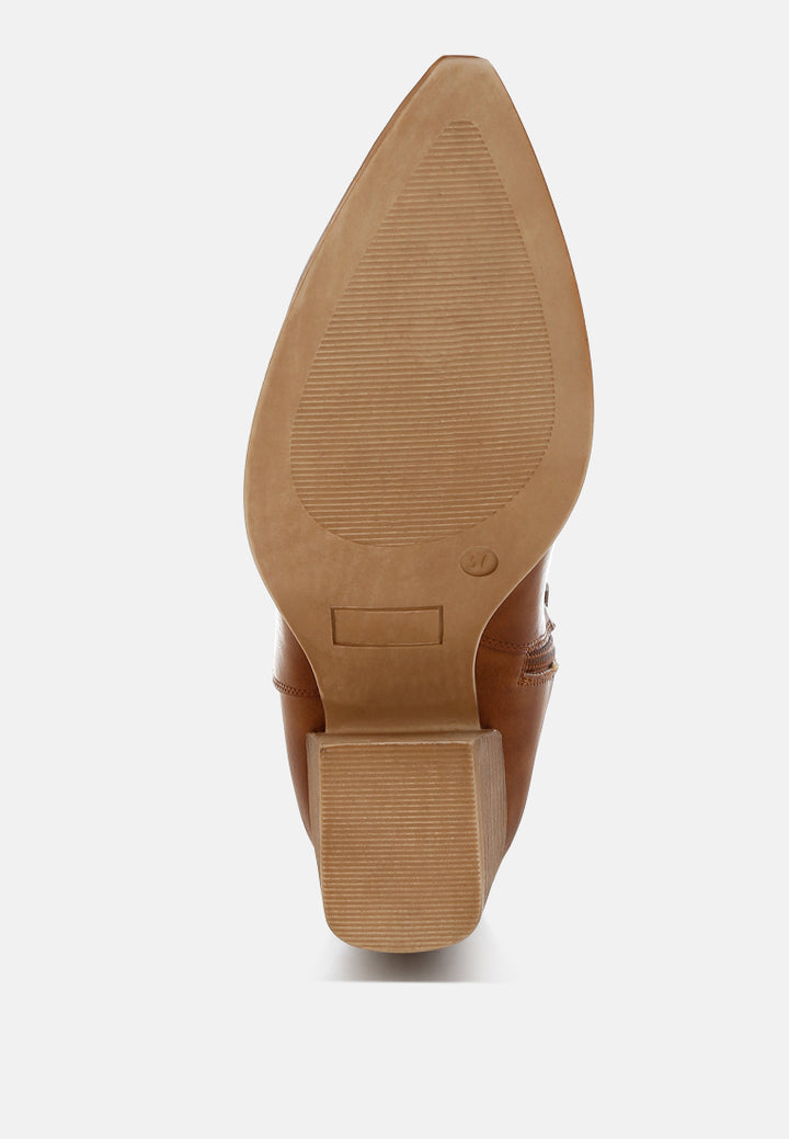 women raffia & faux leather cowboy boots#color_tan