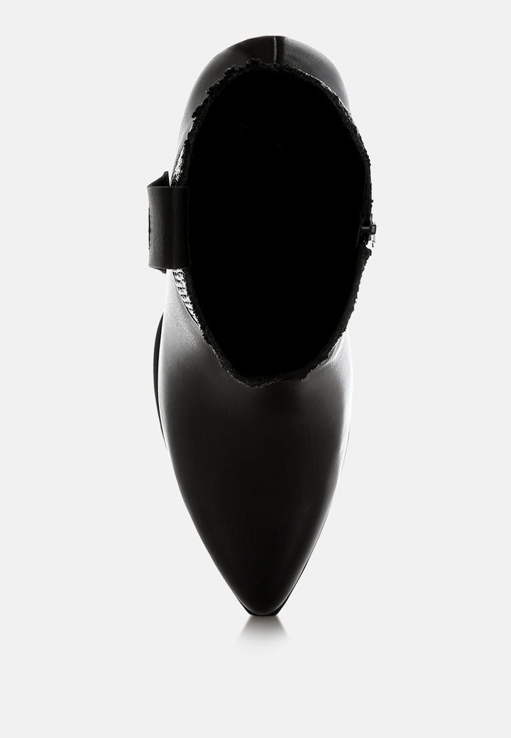 women raffia & faux leather cowboy boots#color_black