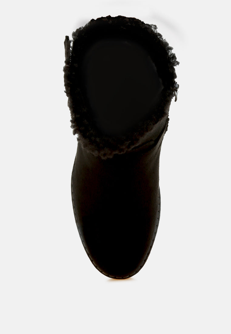 women faux fur harness boots#color_black