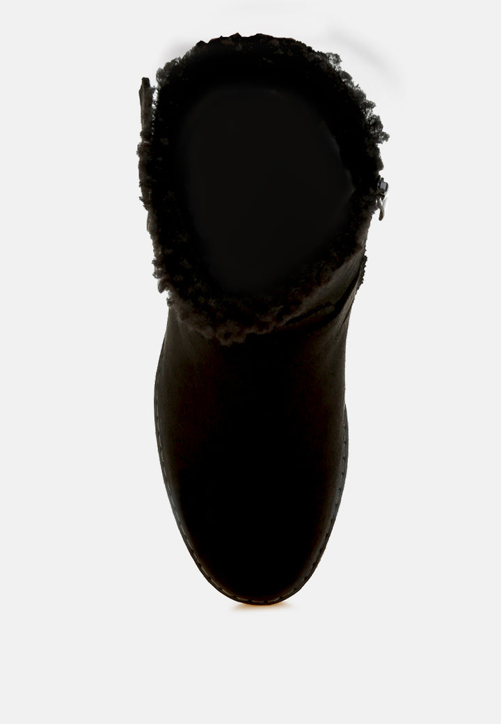 women faux fur harness boots#color_black