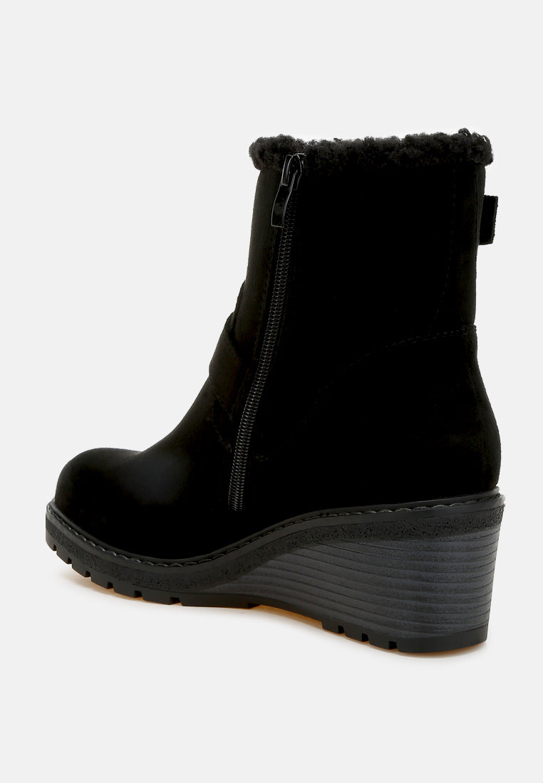 women faux fur harness boots#color_black