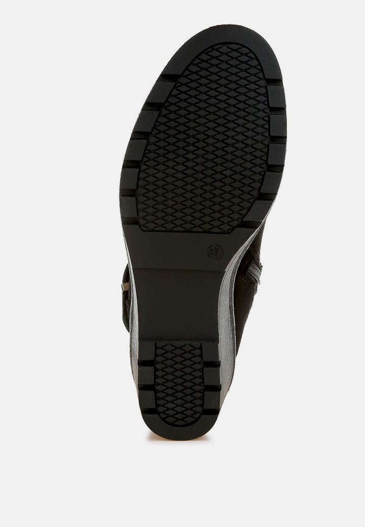 women faux fur harness boots#color_black