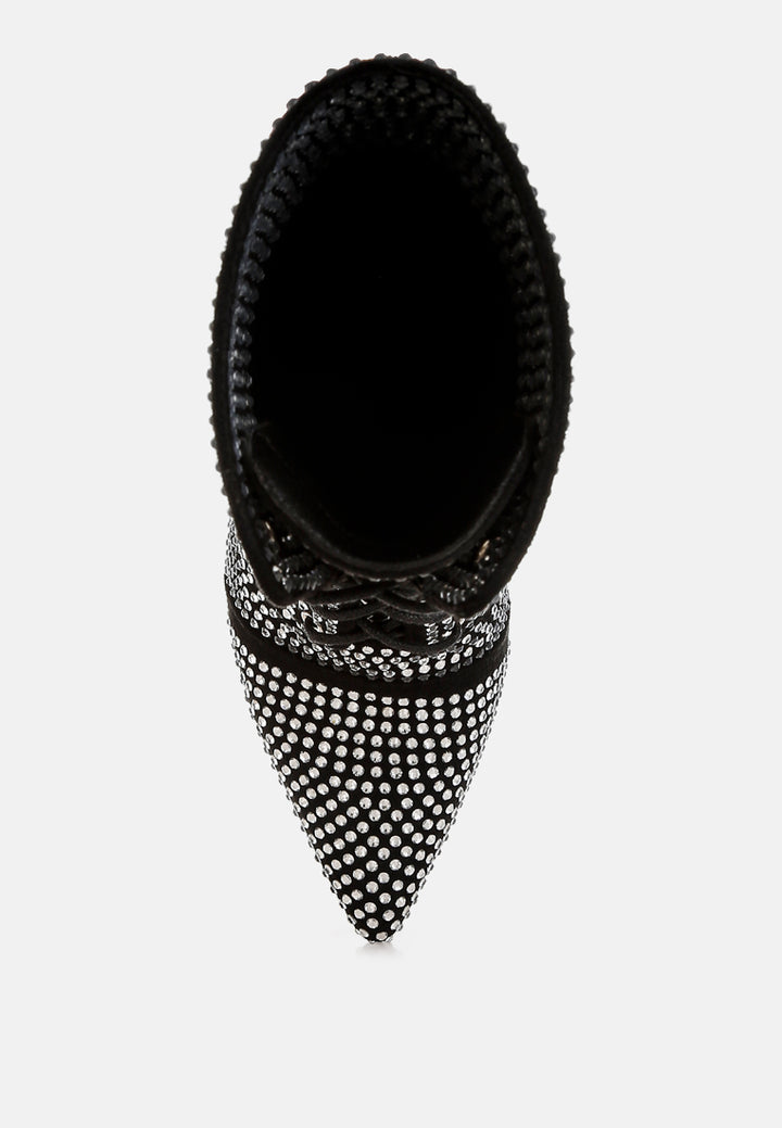 rhinestones embellished calf boots#colour_black