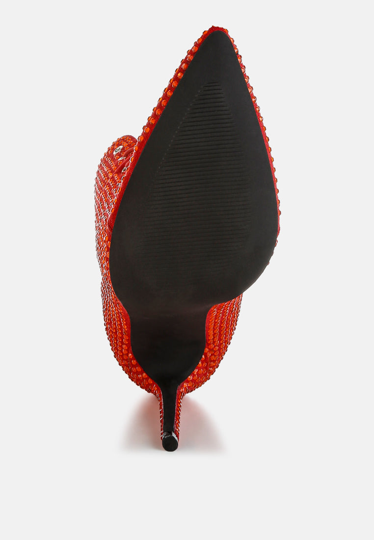 rhinestones embellished calf boots#colour_red