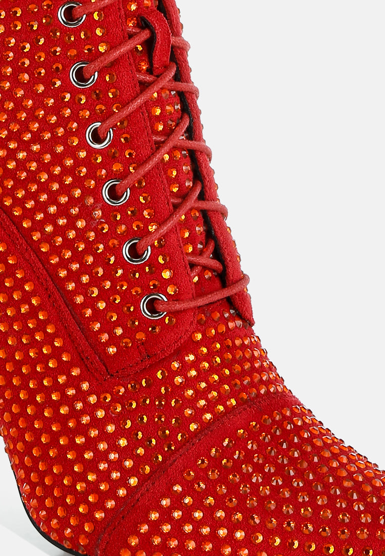 rhinestones embellished calf boots#colour_red