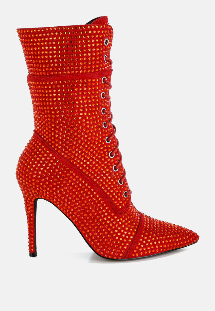 rhinestones embellished calf boots#colour_red