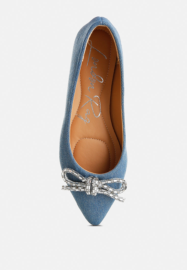 women embellished bow detail ballet flats#color_light-blue