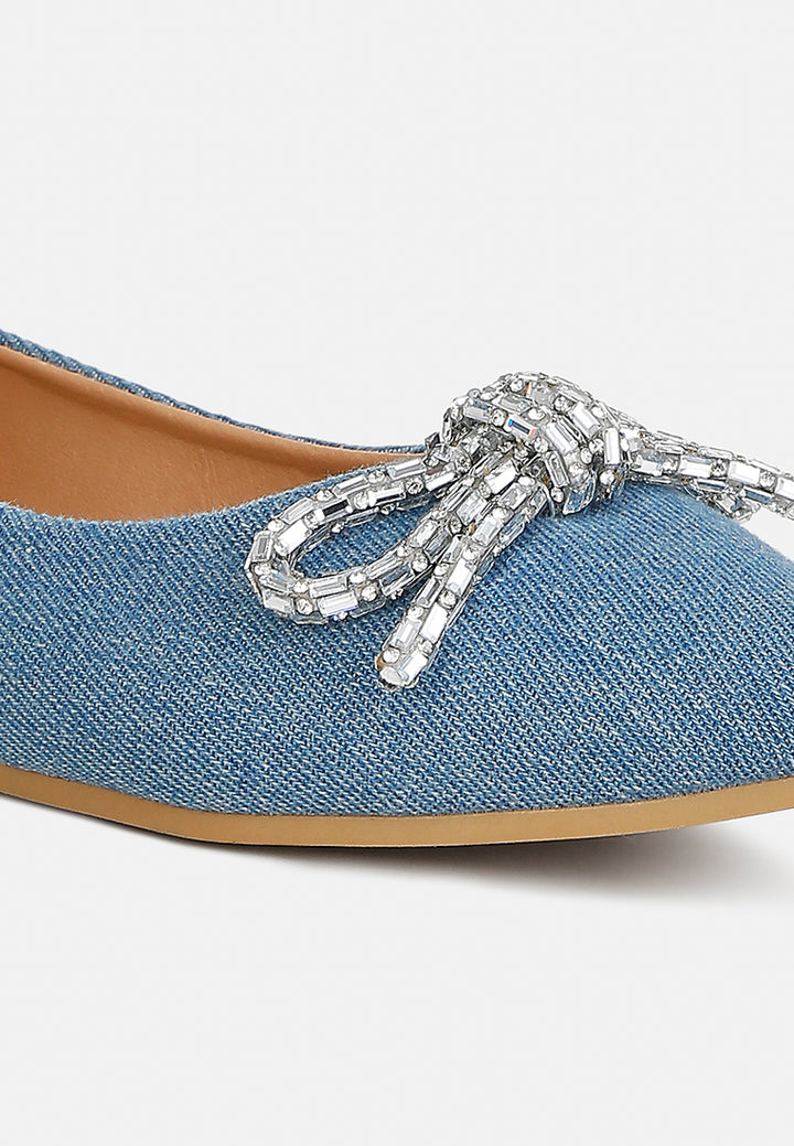 women embellished bow detail ballet flats#color_light-blue