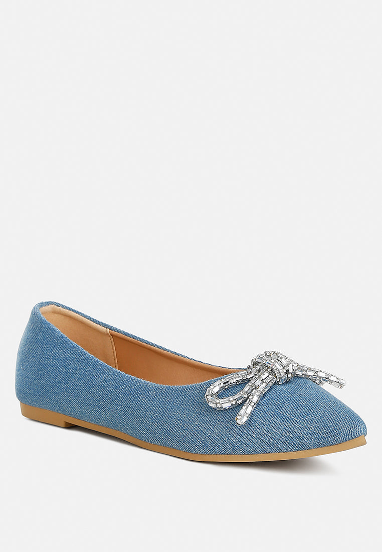 women embellished bow detail ballet flats#color_light-blue