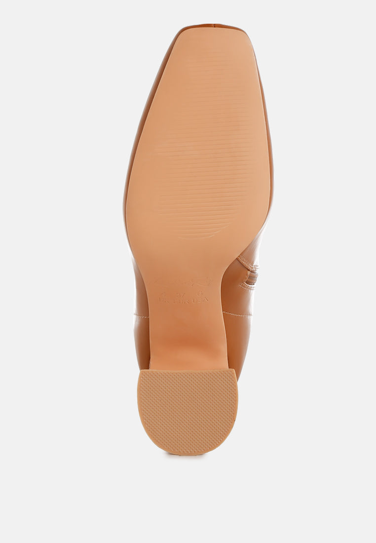 women square toe ankle boots#color_tan