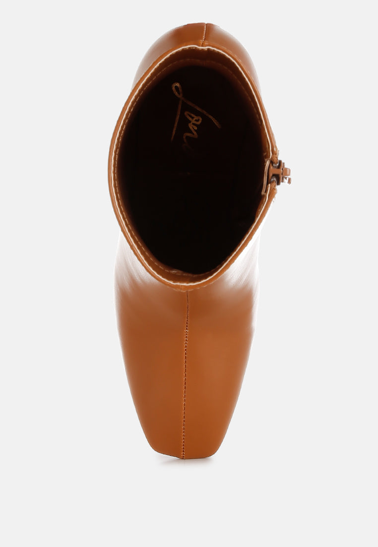 women square toe ankle boots#color_tan