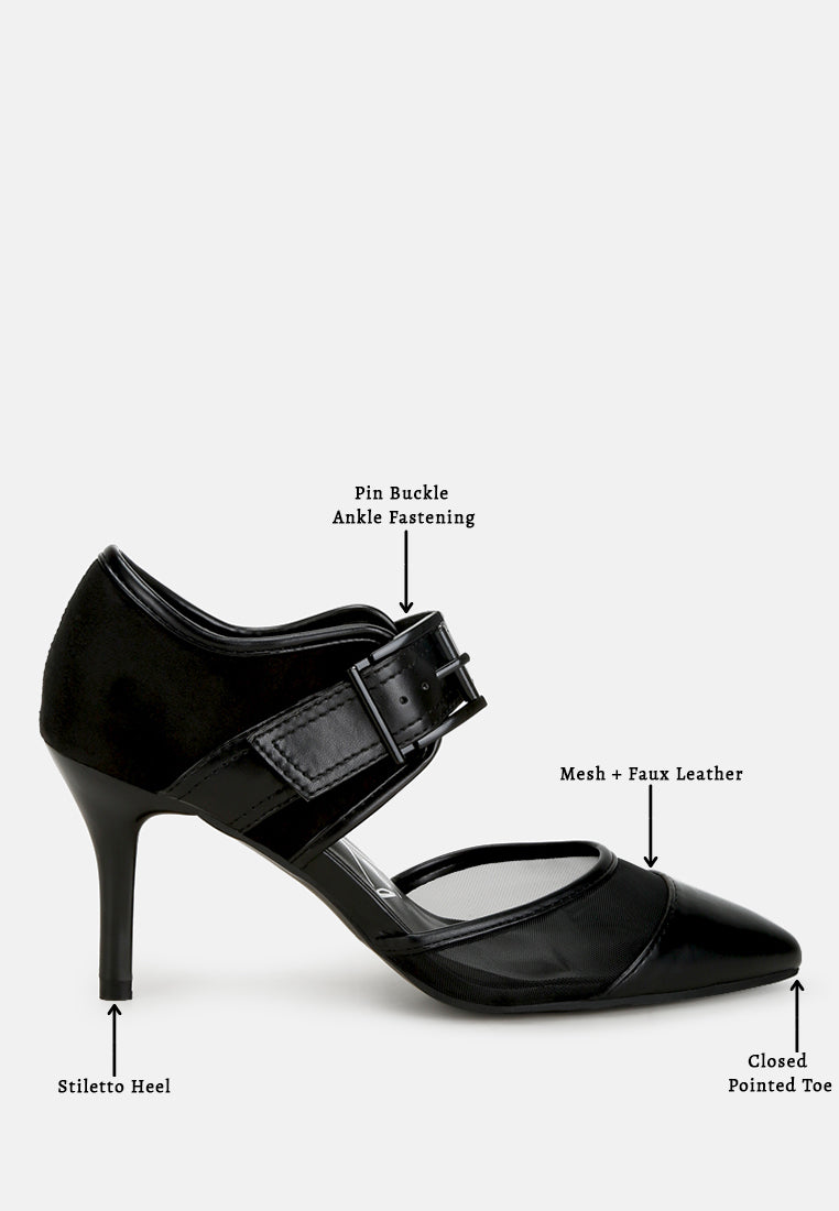 women buckle detail pump sandals#color_black