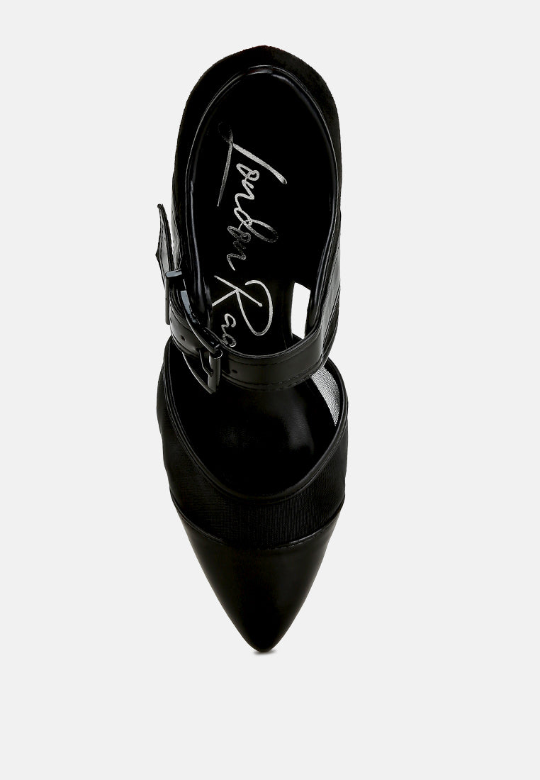 women buckle detail pump sandals#color_black