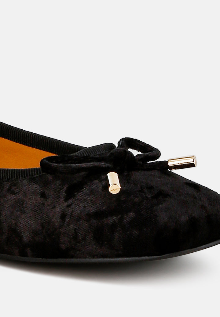 women velvet bow ballerinas#color_black