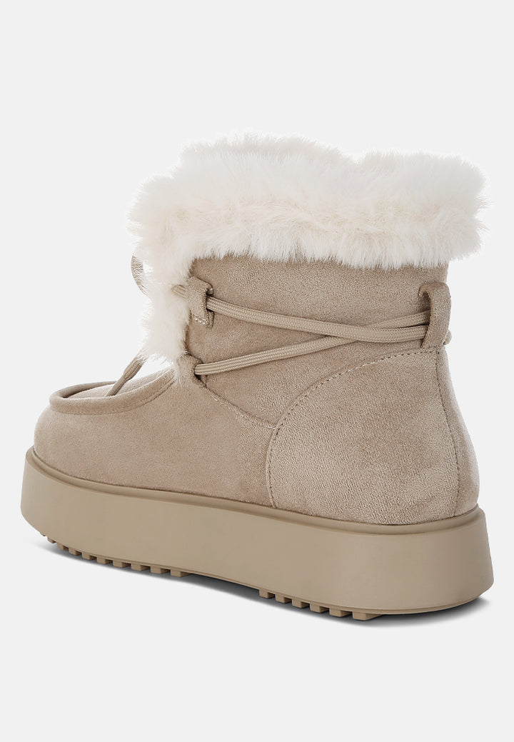 women faux fur collar flatform boots#color_beige
