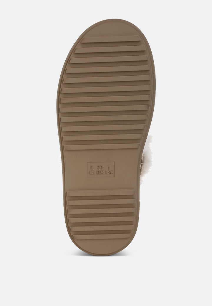 women faux fur collar flatform boots#color_beige