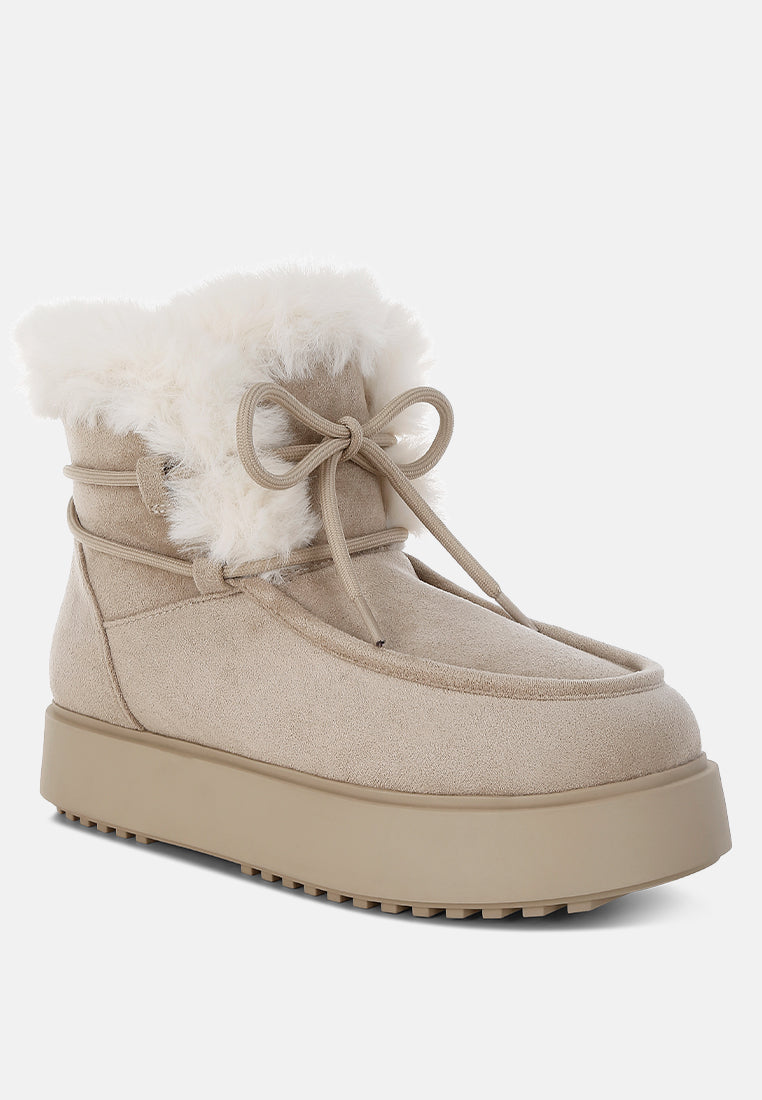 women faux fur collar flatform boots#color_beige