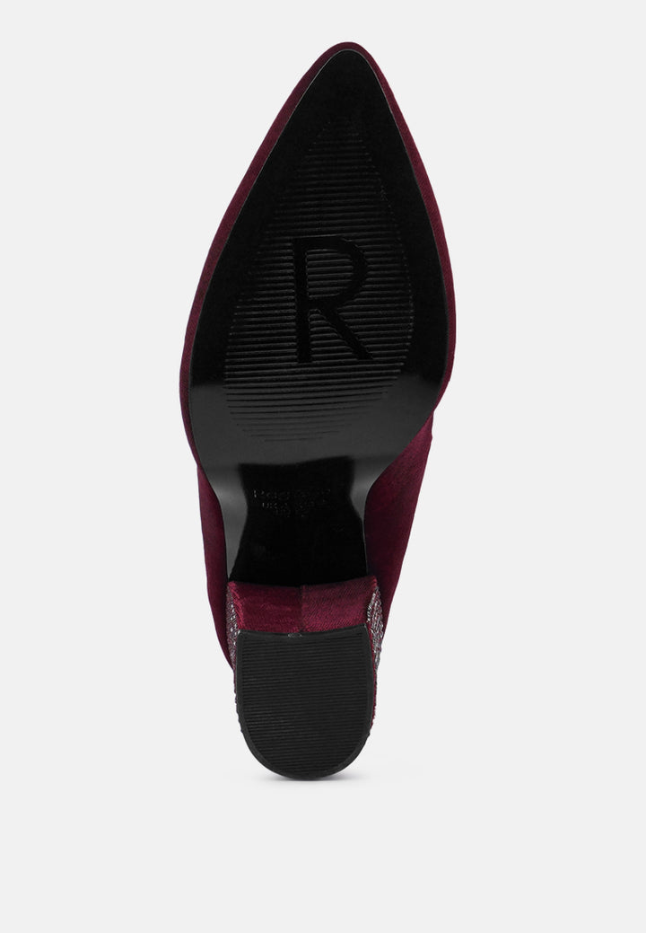 women diamante block heeled pumps#color_burgundy
