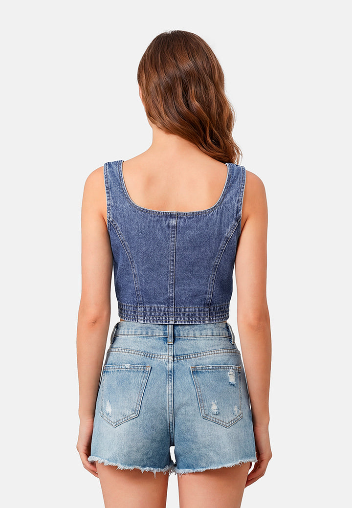 Women Button Down Denim Top