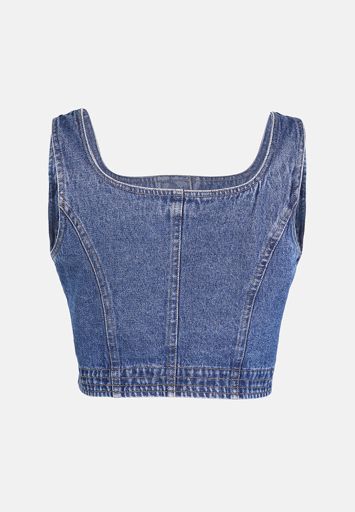 Women Button Down Denim Top