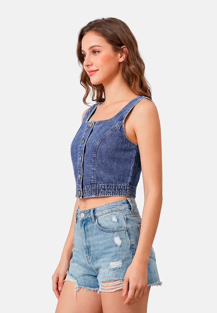 Women Button Down Denim Top