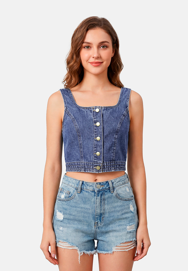 Women Button Down Denim Top