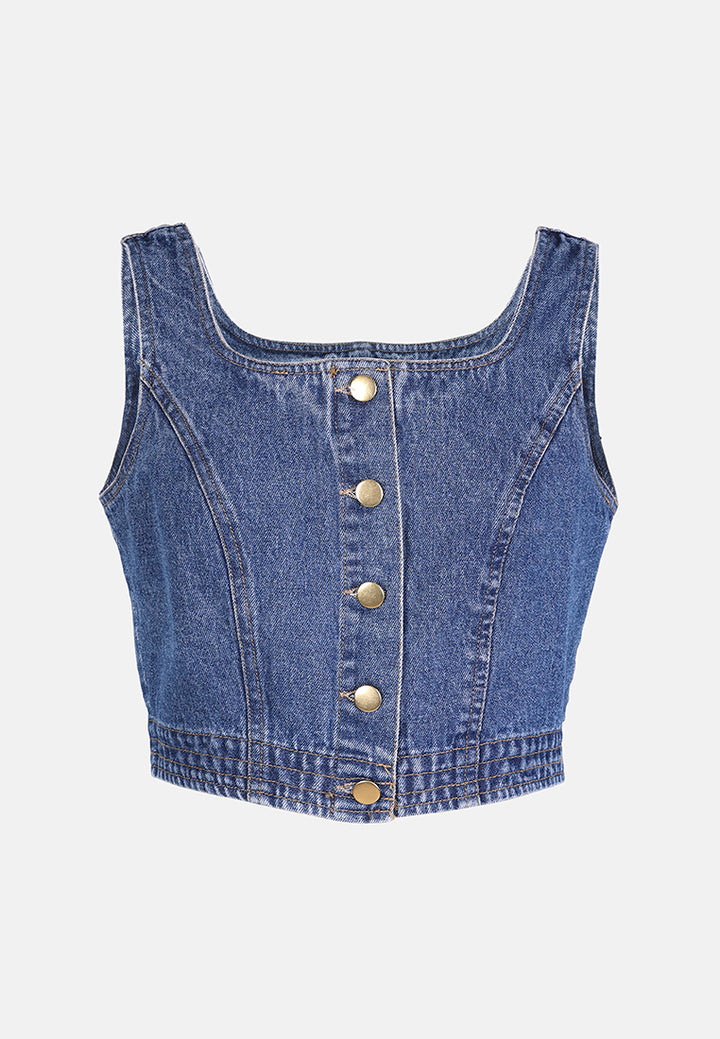 Women Button Down Denim Top