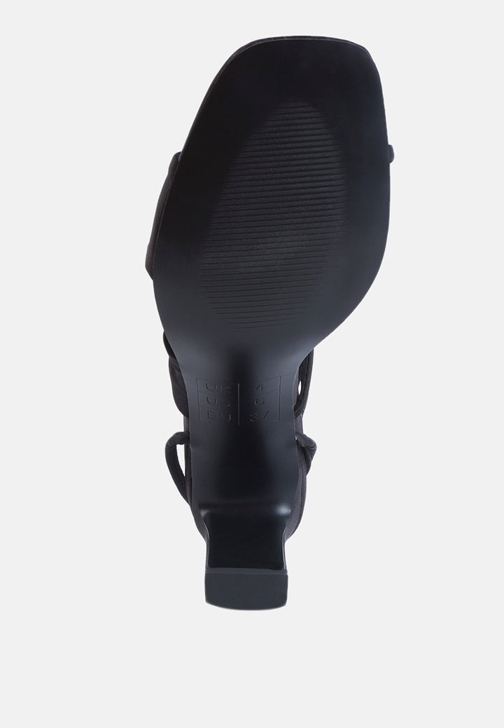 women ruched satin tie up block heeled sandals#color_black