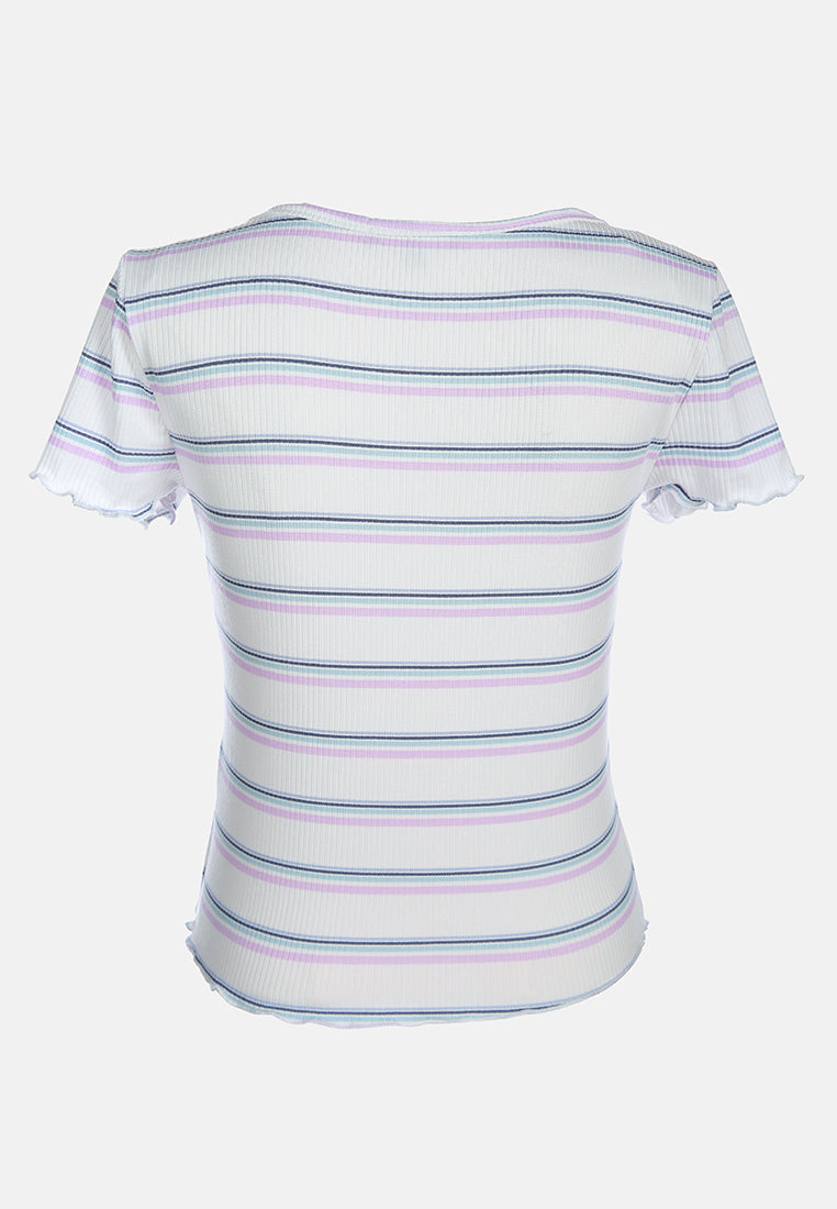 women casual short summer top#color_ivory-dusty