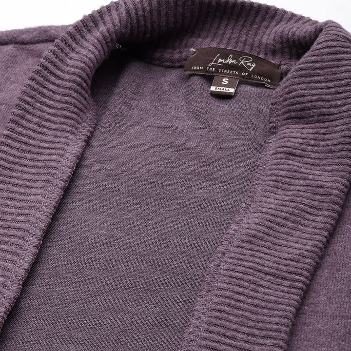 Long Sleeves Knit Cardigan in Purple