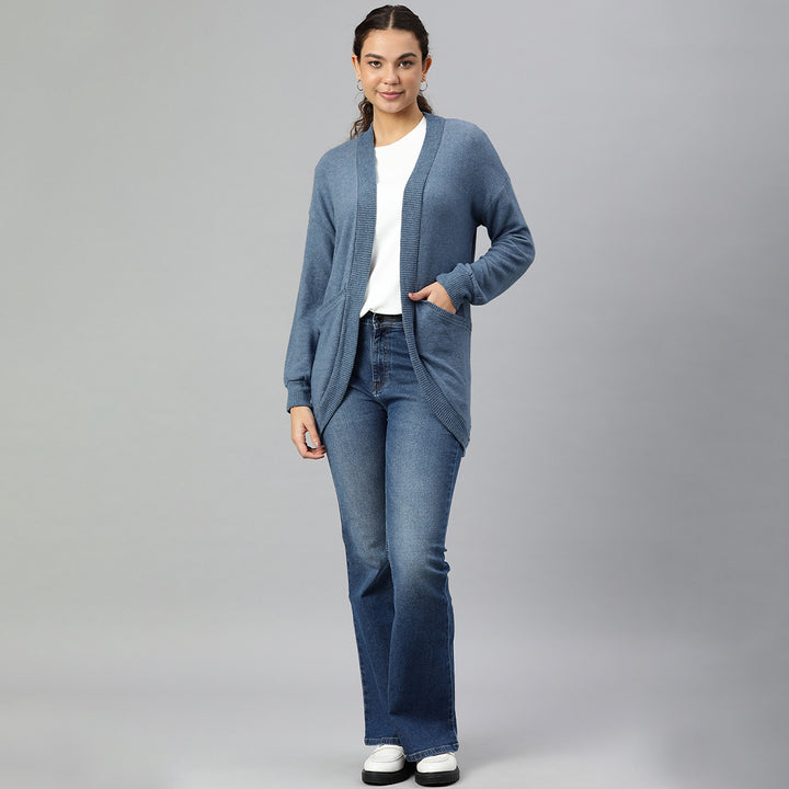 Long Sleeves Knit Cardigan in Blue