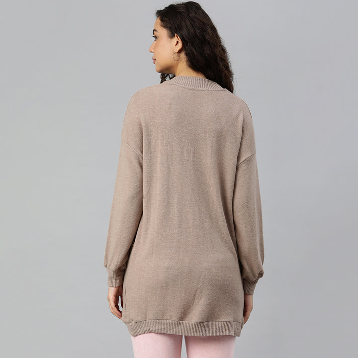 Long Sleeves Knit Cardigan in Beige