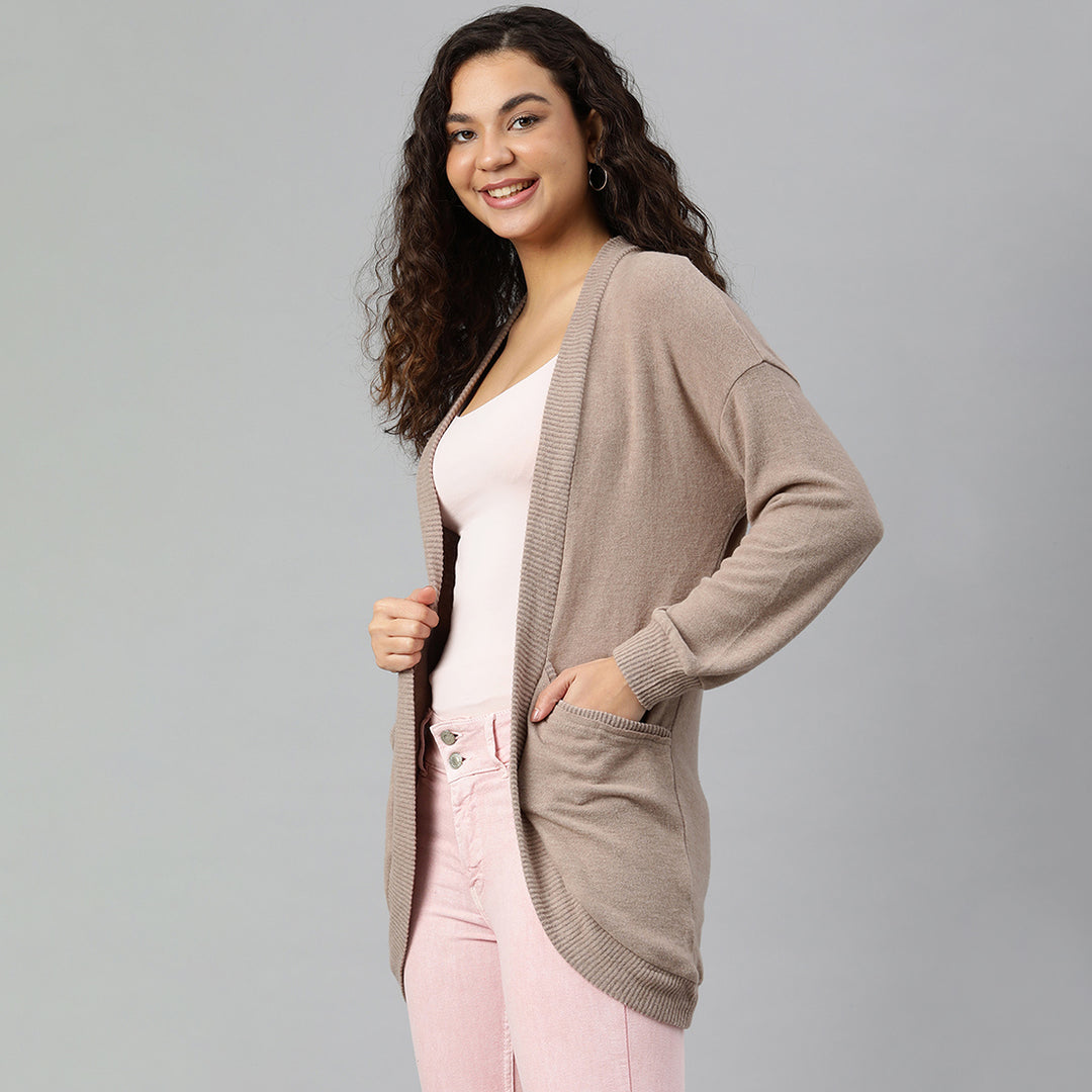 Long Sleeves Knit Cardigan in Beige