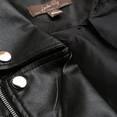 pu collared biker jacket#color_black