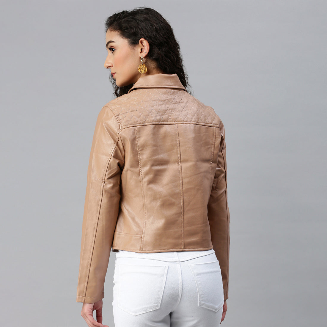 pu collared biker jacket#color_taupe