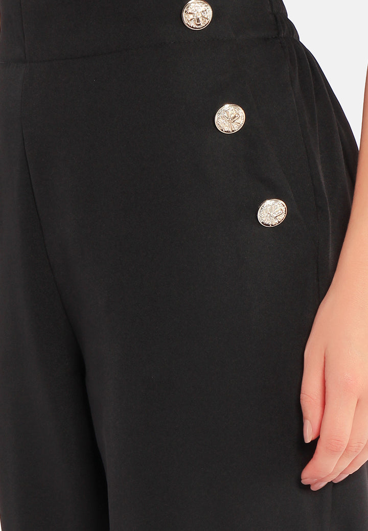 women semi casual straight pants#color_black