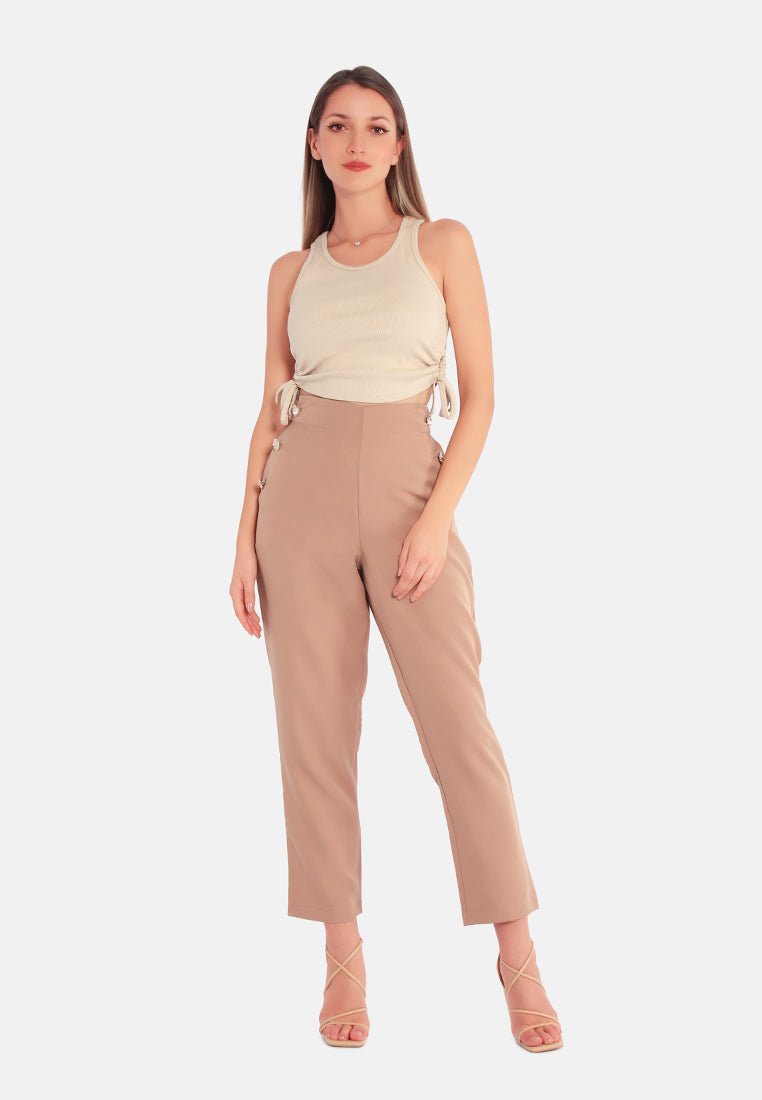 women semi casual straight pants#color_camel