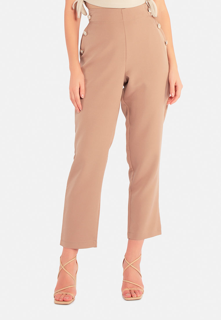 women semi casual straight pants#color_camel