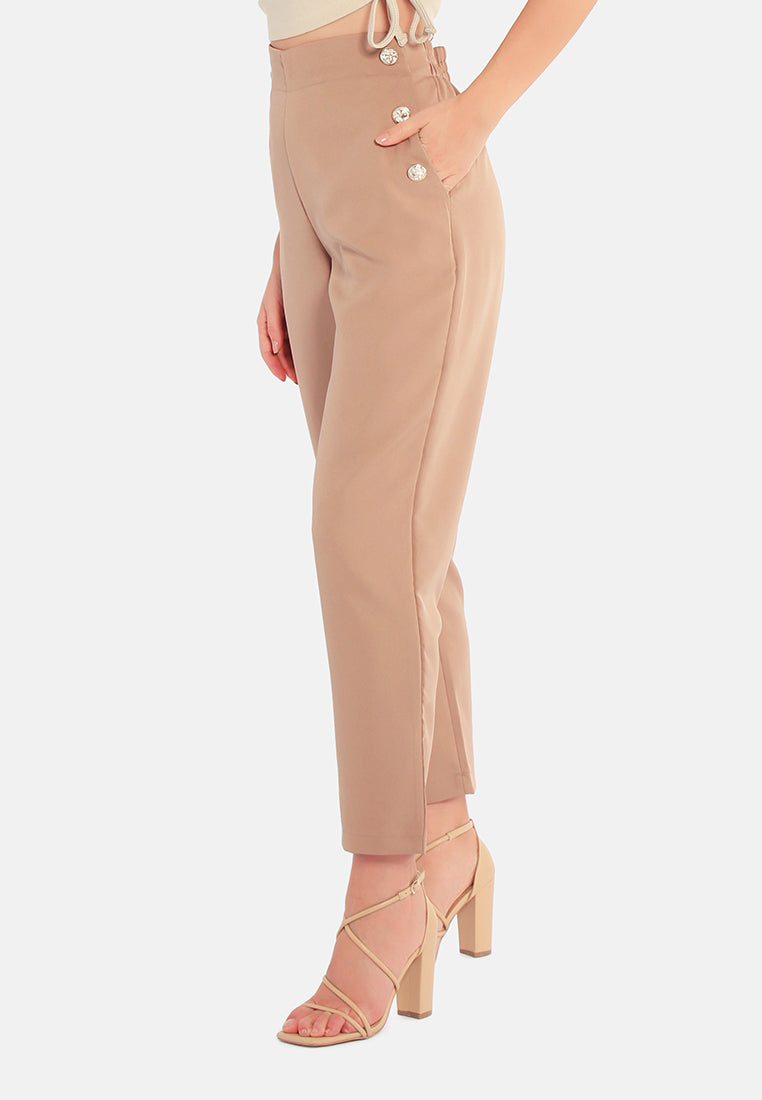 women semi casual straight pants#color_camel