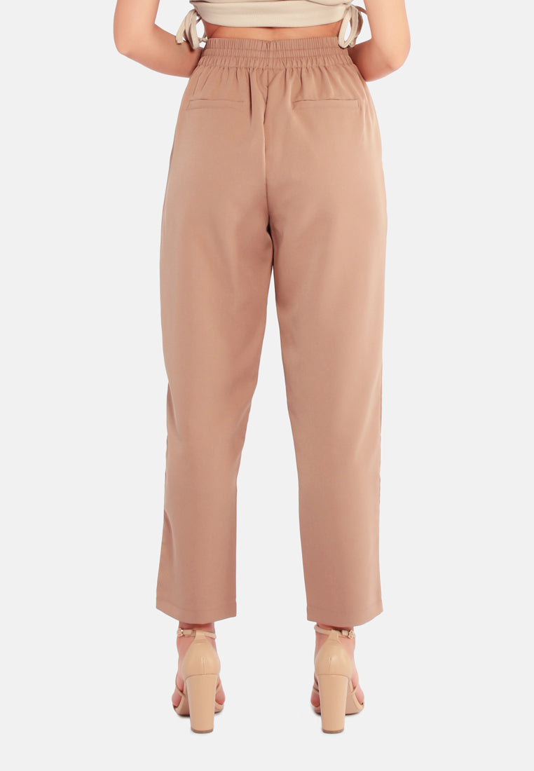 women semi casual straight pants#color_camel