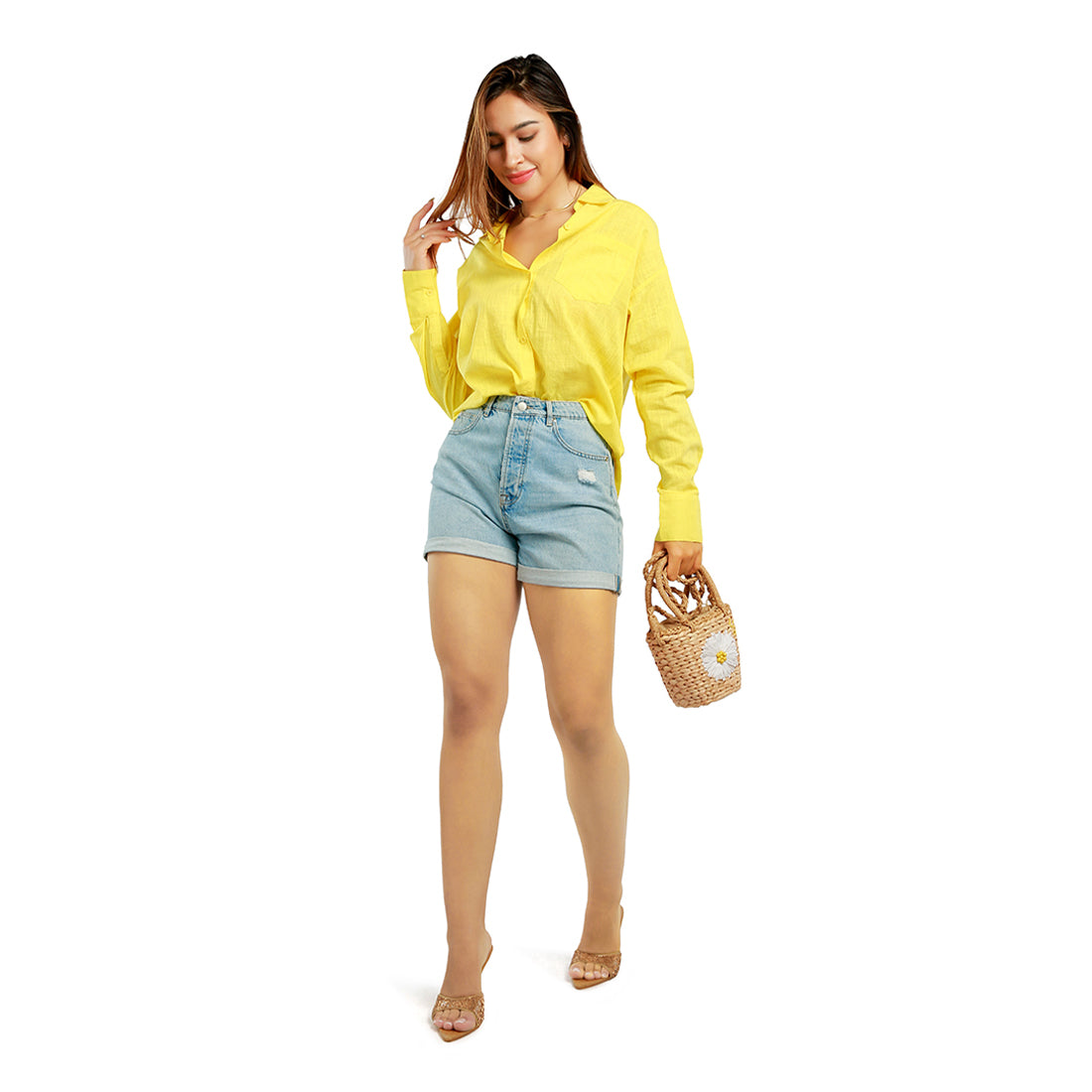 basic cotton collared shirt#color_yellow