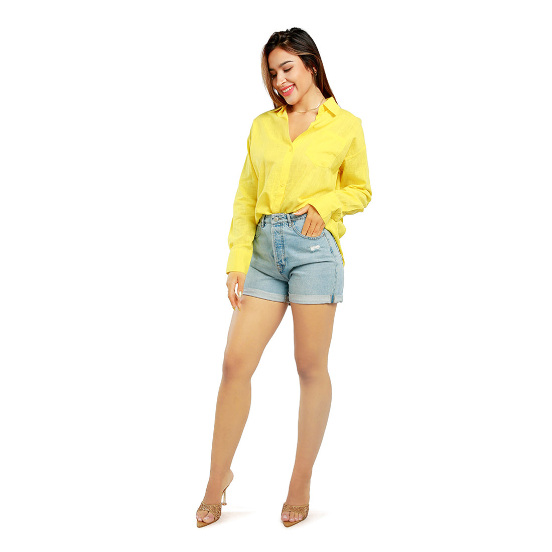 basic cotton collared shirt#color_yellow