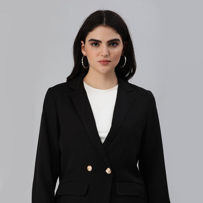 casual blazer jacket#color_black