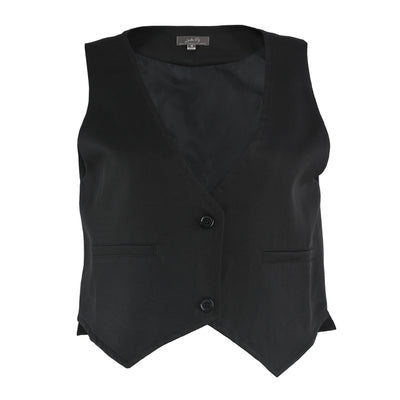 solid button down vest#color_black