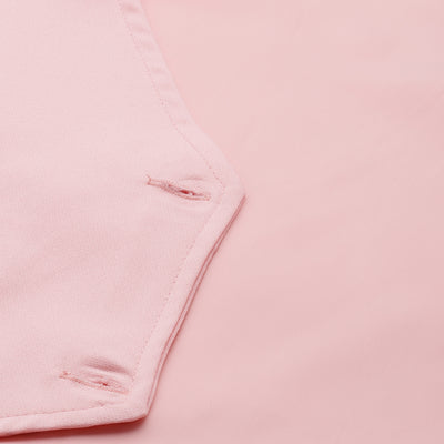 solid button down vest#color_pink