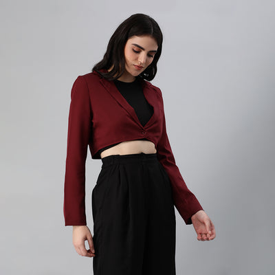 cropped tailored blazer#color_burgundy