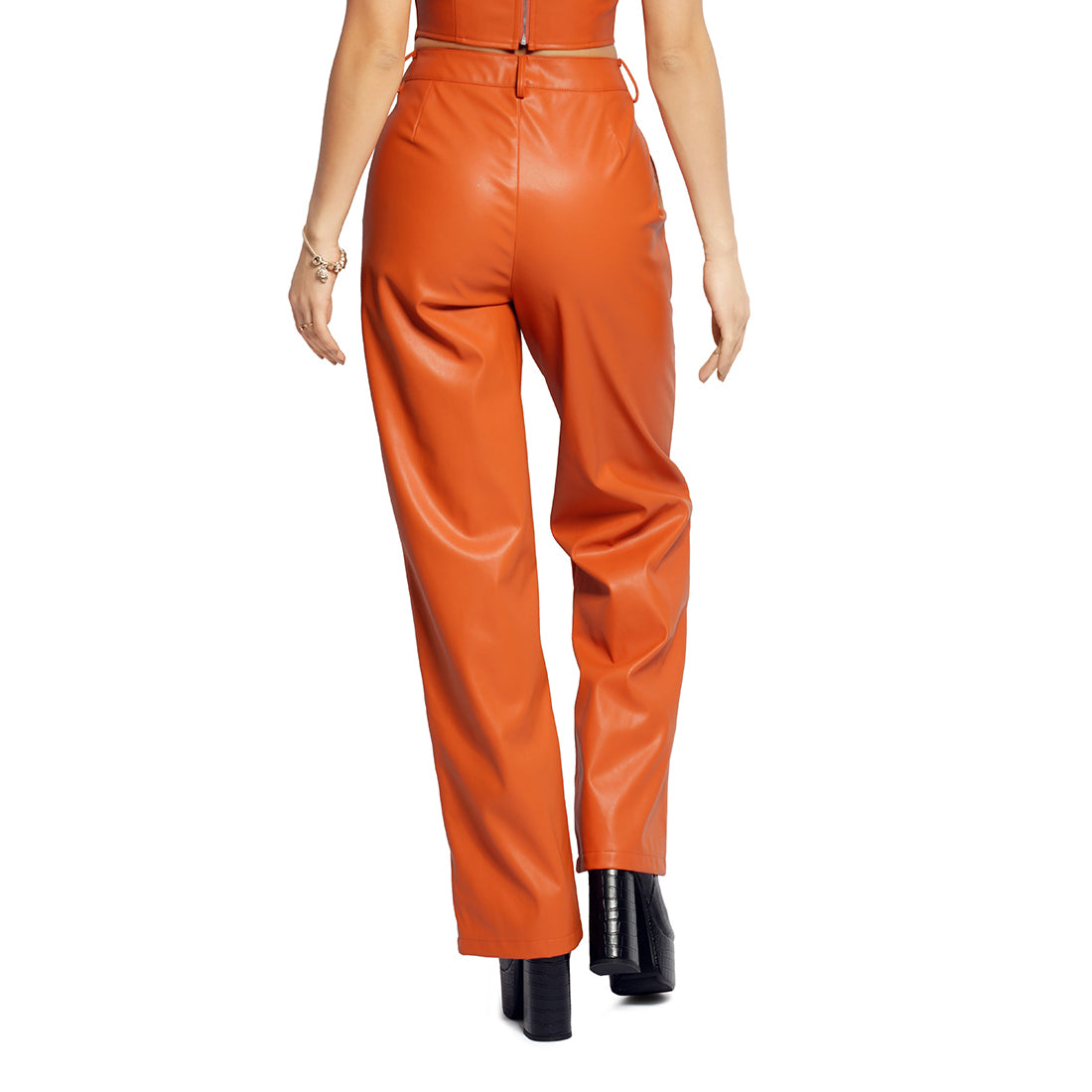 low waist flare pants#color_orange