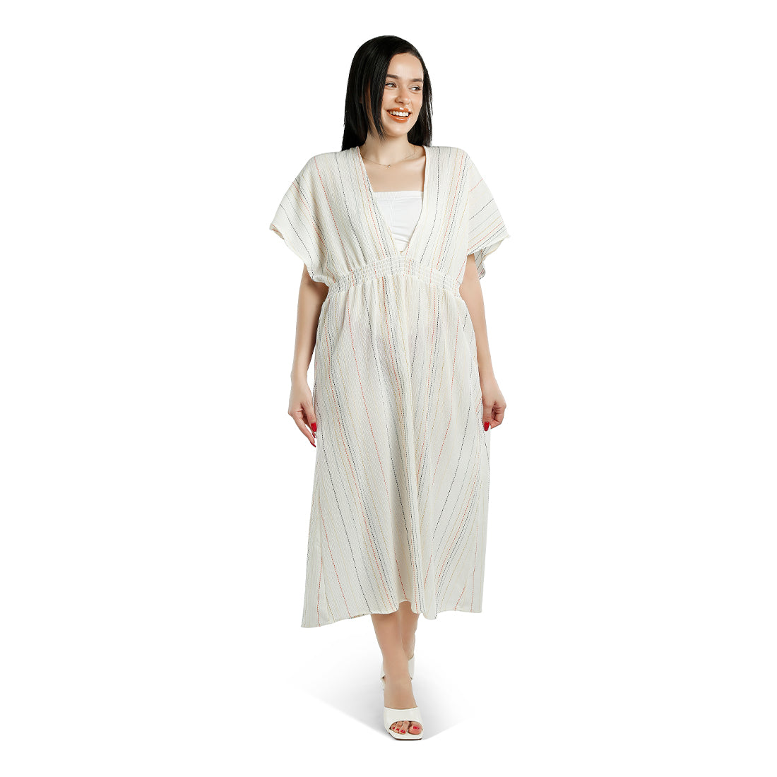 V-Neck Tassel Summer Cotton Dress