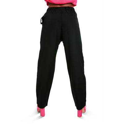 solid waist belt pants#color_black