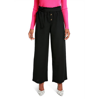 multi button high waisted pants#color_black